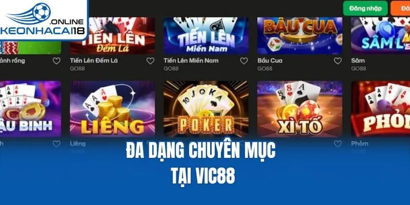 Đa dạng chuyên mục tại Vic88